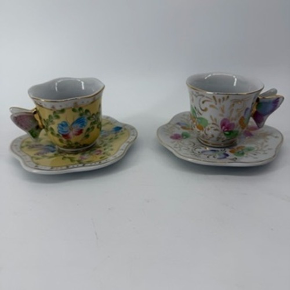 Formalities by Baum Bros Butterfly Espresso Cup and Saucer Set of 2 Porcelain